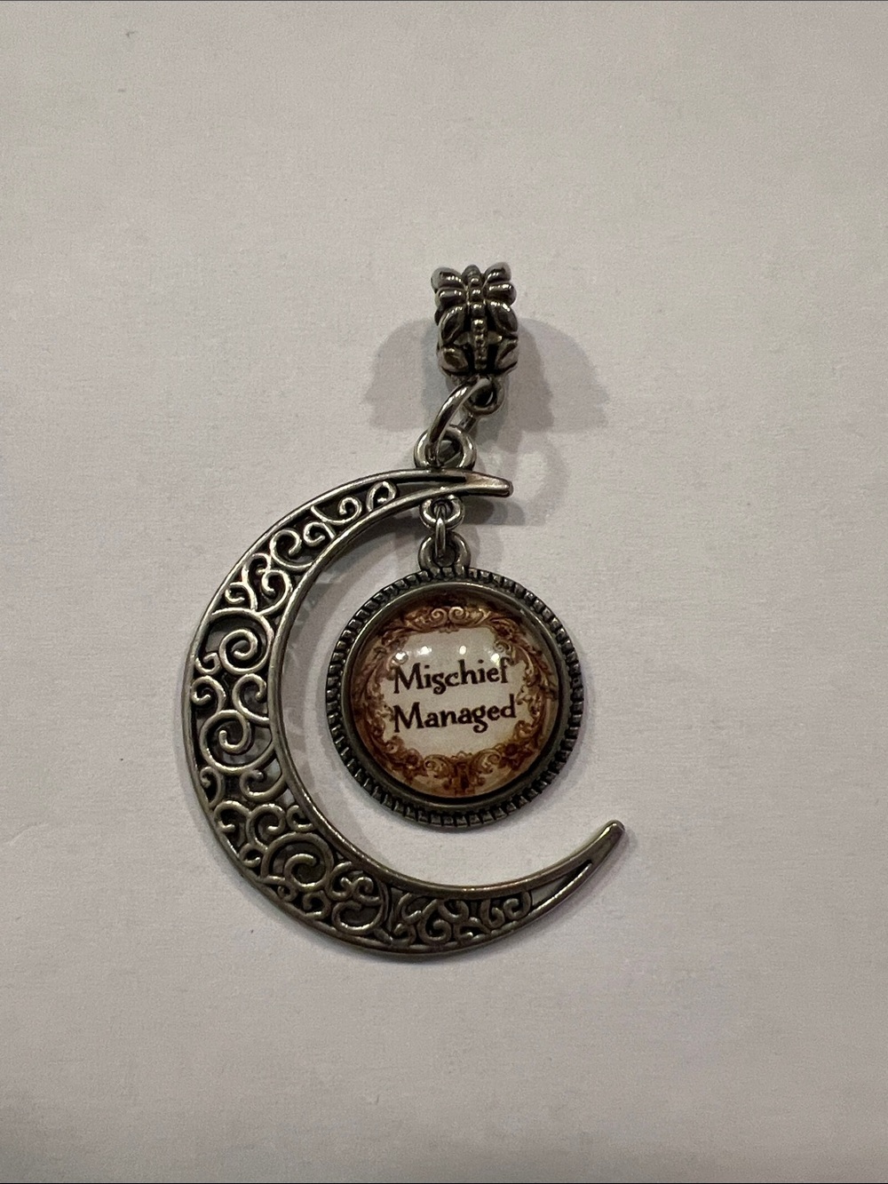 Harry Potter Pendant Marauders Map “Mischief Managed” Charm & Filigree Moon